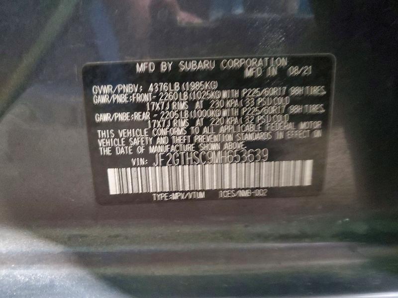 48399696 :رقم المزاد ، JF2GTHSC9MH653639 vin ، 2021 Subaru Crosstrek مزاد بيع