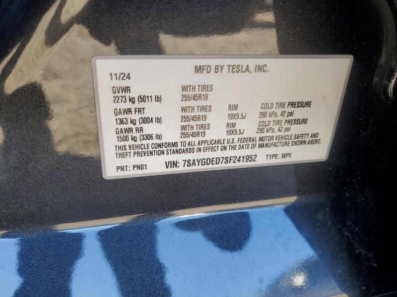 Aukcja sprzedaży 2025 Tesla Model Y, vin: 7SAYGDED7SF241952, numer aukcji: 46519506