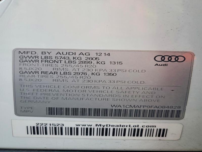 Aukcja sprzedaży 2015 Audi Q5, vin: WA1CMAFP9FA084828, numer aukcji: 47772166