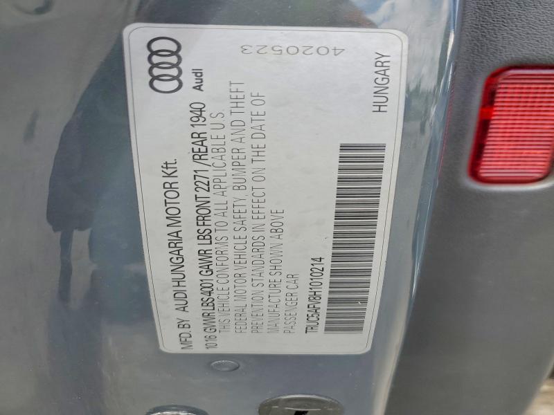 2017 Audi Tt მანქანა იყიდება აუქციონზე, vin: TRUC5AFV8H1010214, აუქციონის ნომერი: 46699636