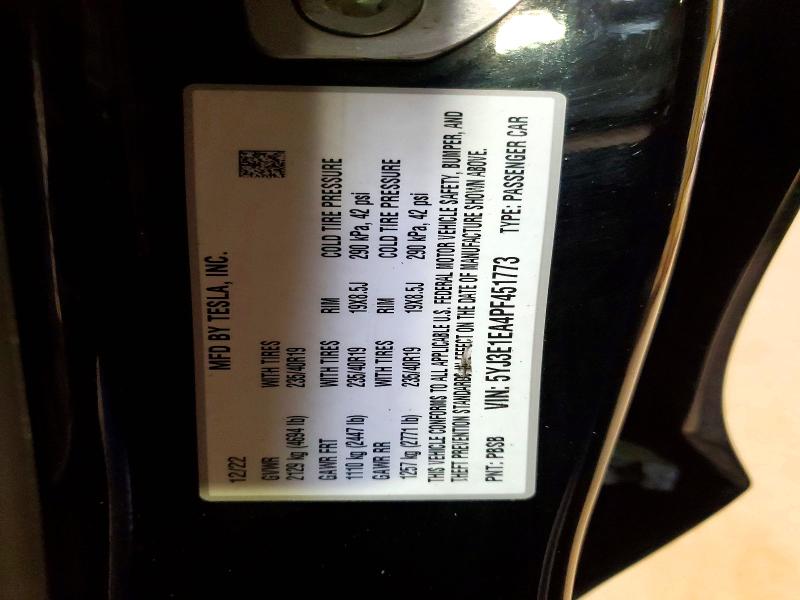 Auction sale of the 2023 Tesla Model 3, vin: 5YJ3E1EA4PF451773, lot number: 47312276