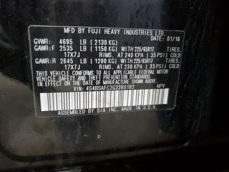 Продаж на аукціоні авто 2016 Subaru Outback, vin: 4S4BSAFC2G3288182, номер лоту: 47499406