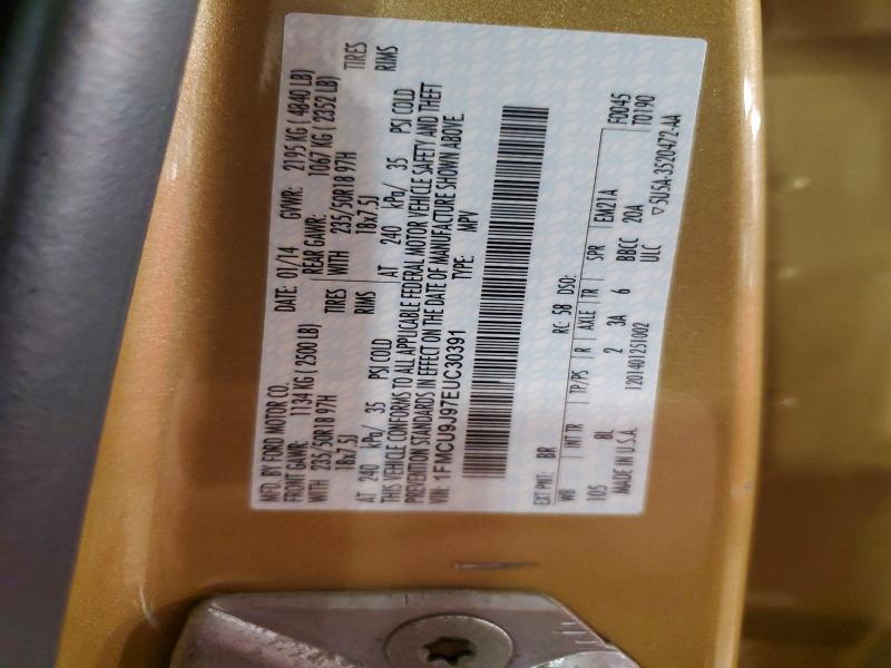 2014 Ford Escape მანქანა იყიდება აუქციონზე, vin: 1FMCU9J97EUC30391, აუქციონის ნომერი: 47392176
