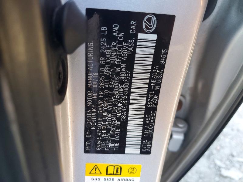 Продаж на аукціоні авто 2019 Lexus Es 350, vin: 58ABZ1B1XKU002557, номер лоту: 45594946
