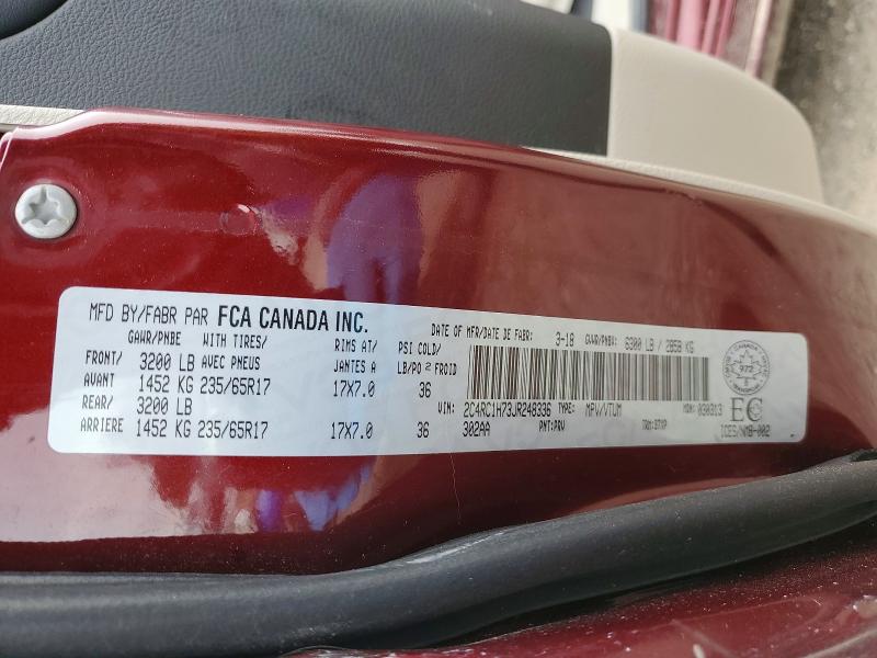 77113725 :رقم المزاد ، 2C4RC1H73JR248336 vin ، 2018 Chrysler Pacifica مزاد بيع