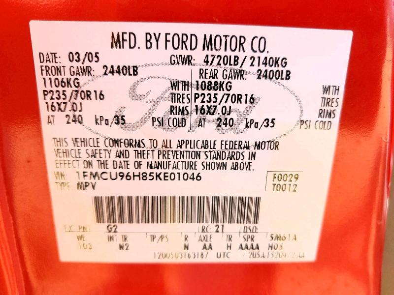 Aukcja sprzedaży 2005 Ford Escape, vin: 1FMCU96H85KE01046, numer aukcji: 47910546