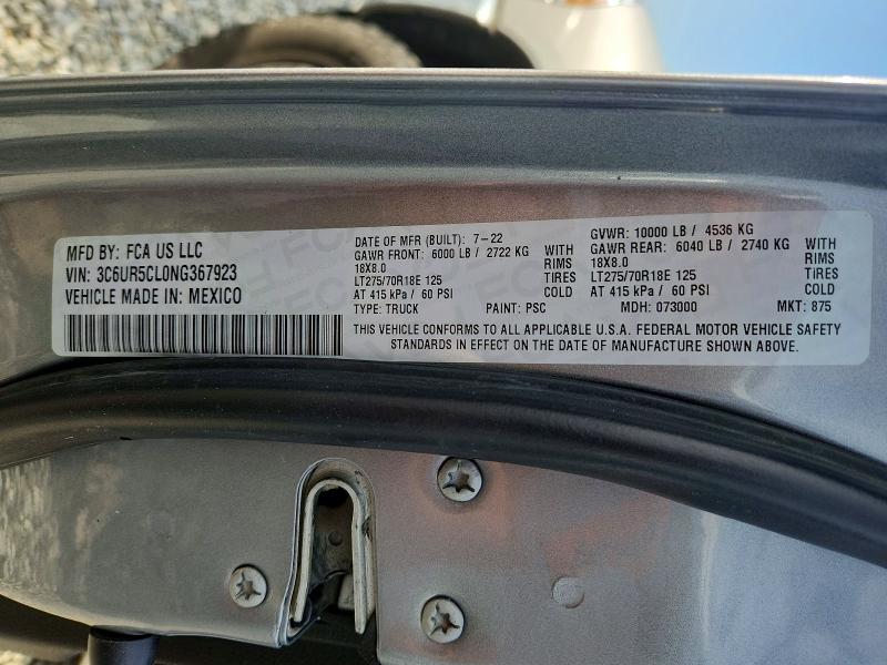 Продаж на аукціоні авто 2022 Ram 2500, vin: 3C6UR5CL0NG367923, номер лоту: 47942316