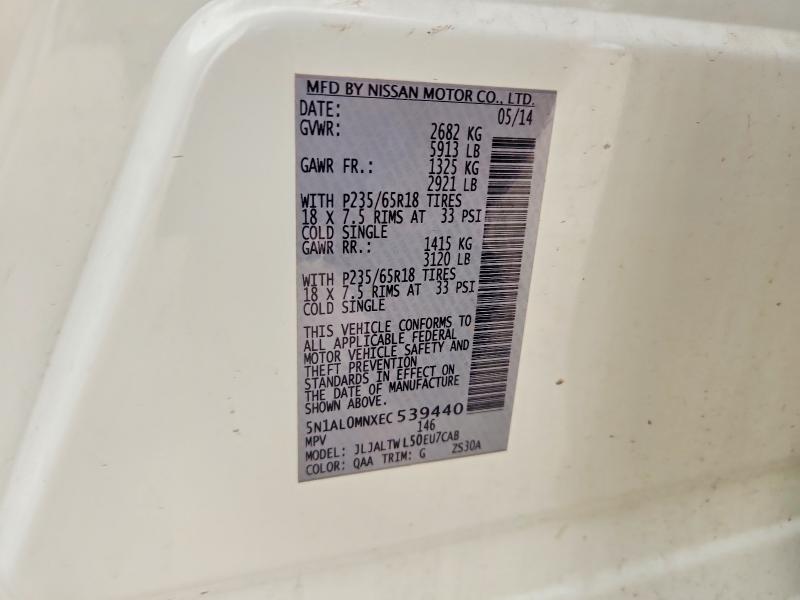 Aukcja sprzedaży 2014 Infiniti Qx60, vin: 5N1AL0MNXEC539440, numer aukcji: 48265206