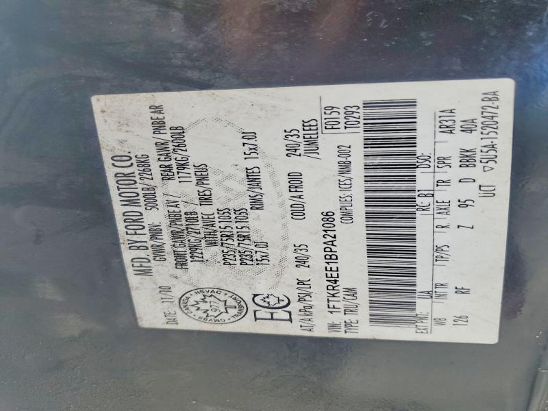 79360045 :رقم المزاد ، 1FTKR4EE1BPA21086 vin ، 2011 Ford Ranger مزاد بيع