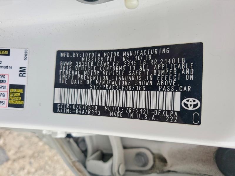 46684176 :رقم المزاد ، 5YFEPRAE9LP067366 vin ، 2020 Toyota Corolla مزاد بيع
