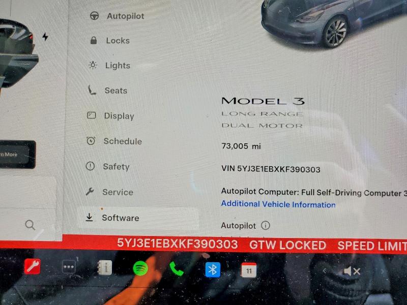 Aukcja sprzedaży 2019 Tesla Model 3, vin: 5YJ3E1EBXKF390303, numer aukcji: 79962555