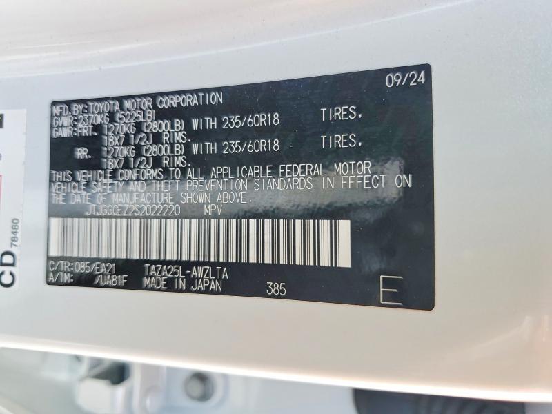 46725526 :رقم المزاد ، JTJGGCEZ2S2022220 vin ، 2025 Lexus Nx 350 مزاد بيع
