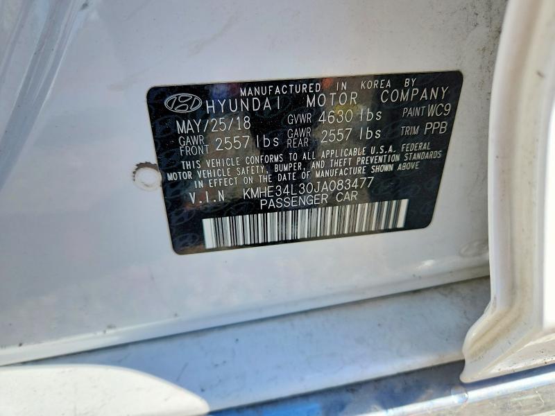 2018 Hyundai Sonata Hybrid მანქანა იყიდება აუქციონზე, vin: KMHE34L30JA083477, აუქციონის ნომერი: 79408675