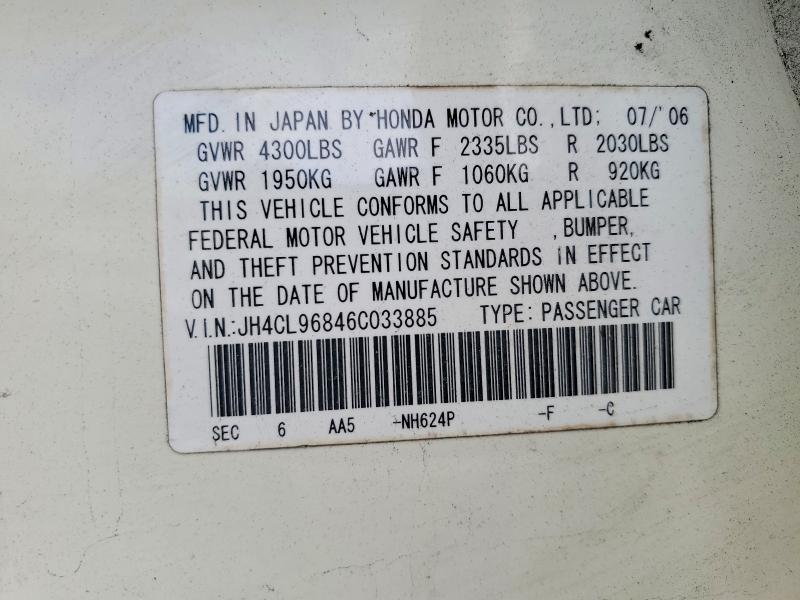 Aukcja sprzedaży 2006 Acura Tsx, vin: JH4CL96846C033885, numer aukcji: 47093396