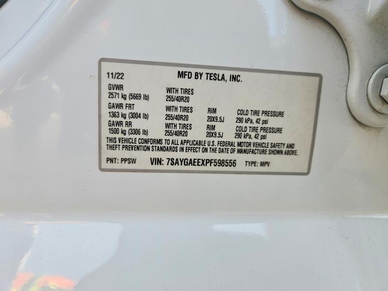 Продажа на аукционе авто 2023 Tesla Model Y, vin: 7SAYGAEEXPF598556, номер лота: 46159366