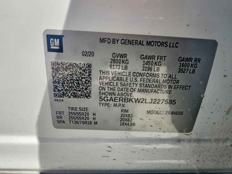 Продаж на аукціоні авто 2020 Buick Enclave, vin: 5GAERBKW2LJ227585, номер лоту: 45562116