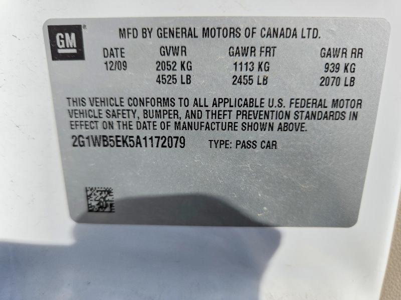 Auction sale of the 2010 Chevrolet Impala, vin: 2G1WB5EK5A1172079, lot number: 78982075