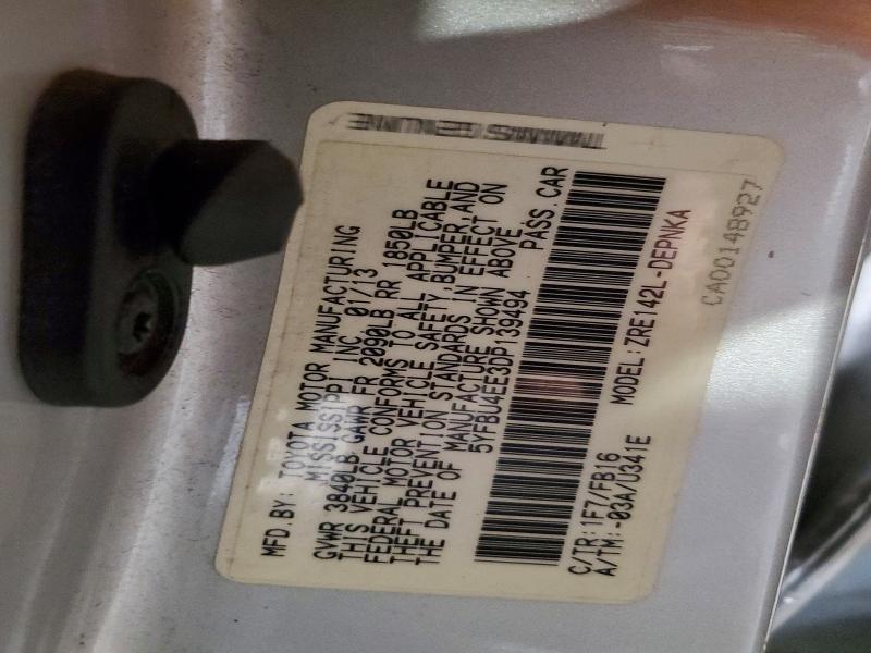 46878926 :رقم المزاد ، 5YFBU4EE3DP139494 vin ، 2013 Toyota Corolla مزاد بيع
