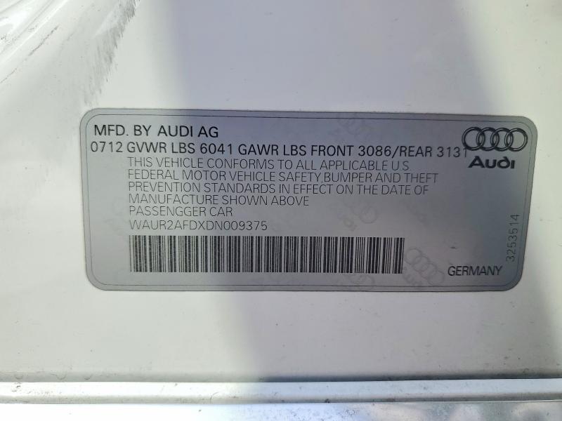 Продажа на аукционе авто 2013 Audi A8, vin: WAUR2AFDXDN009375, номер лота: 42013536
