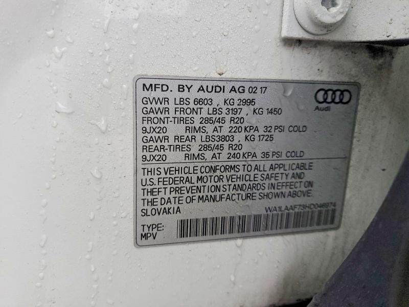 Продажа на аукционе авто 2017 Audi Q7, vin: WA1LAAF73HD046974, номер лота: 45993436