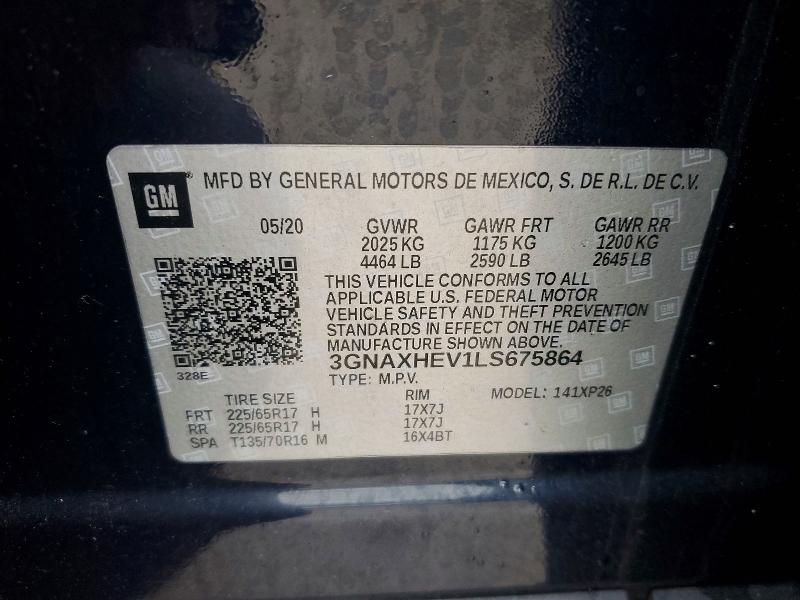 Продажа на аукционе авто 2020 Chevrolet Equinox, vin: 3GNAXHEV1LS675864, номер лота: 79618295