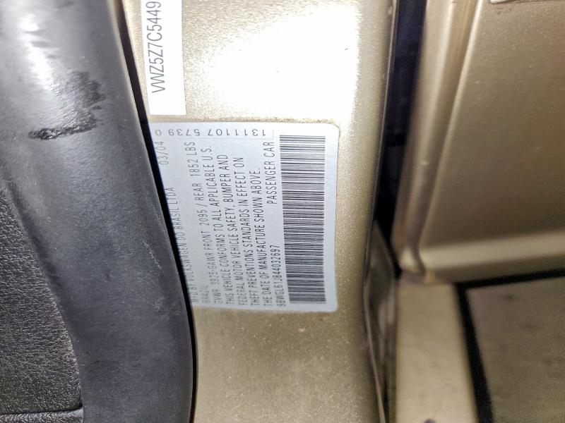 47888066 :رقم المزاد ، 9BWGL61J844032697 vin ، 2004 Volkswagen Golf مزاد بيع