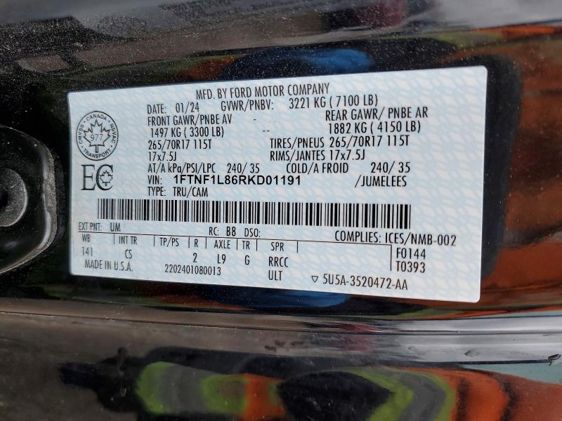 Продажа на аукционе авто 2024 Ford F150, vin: 1FTNF1L86RKD01191, номер лота: 46194956