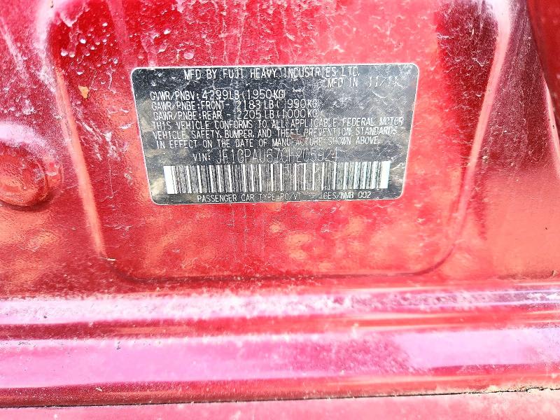 47410976 :رقم المزاد ، JF1GPAU67CH205924 vin ، 2012 Subaru Impreza مزاد بيع
