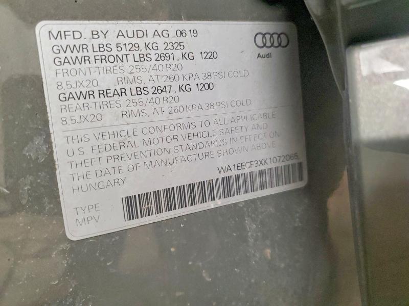 Aukcja sprzedaży 2019 Audi Q3, vin: WA1EECF3XK1072065, numer aukcji: 46039756