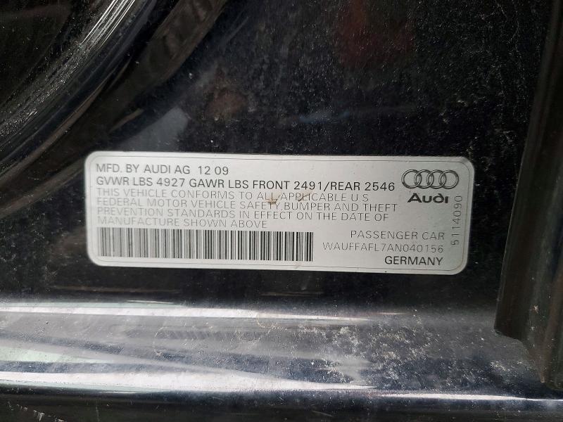 Aukcja sprzedaży 2010 Audi A4, vin: WAUFFAFL7AN040156, numer aukcji: 47724146