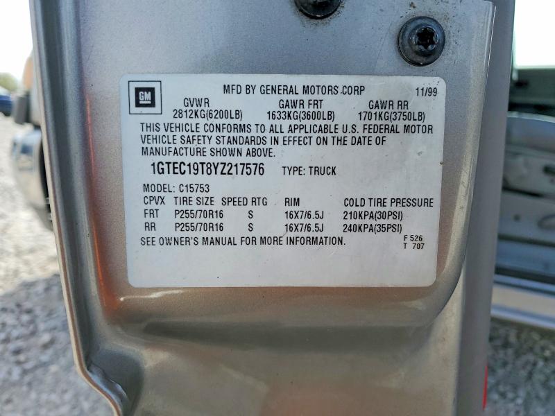 Продажа на аукционе авто 2000 Gmc New Sierra, vin: 1GTEC19T8YZ217576, номер лота: 45823616