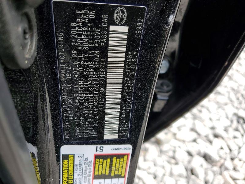 Продаж на аукціоні авто 2024 Toyota Camry, vin: 4T1C11AK1RU198704, номер лоту: 46527416