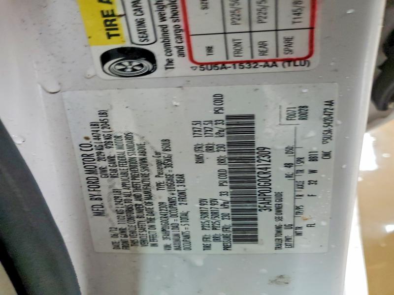 Продаж на аукціоні авто 2012 Ford Fusion, vin: 3FAHP0JG0CR412309, номер лоту: 47119816