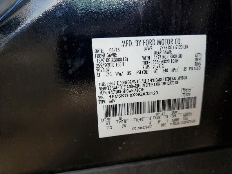 Aukcja sprzedaży 2016 Ford Explorer, vin: 1FM5K7F8XGGA33123, numer aukcji: 46625536