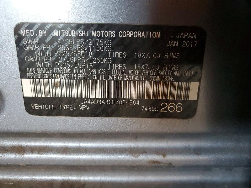 Продаж на аукціоні авто 2017 Mitsubishi Outlander, vin: JA4AD3A30HZ034864, номер лоту: 79901095