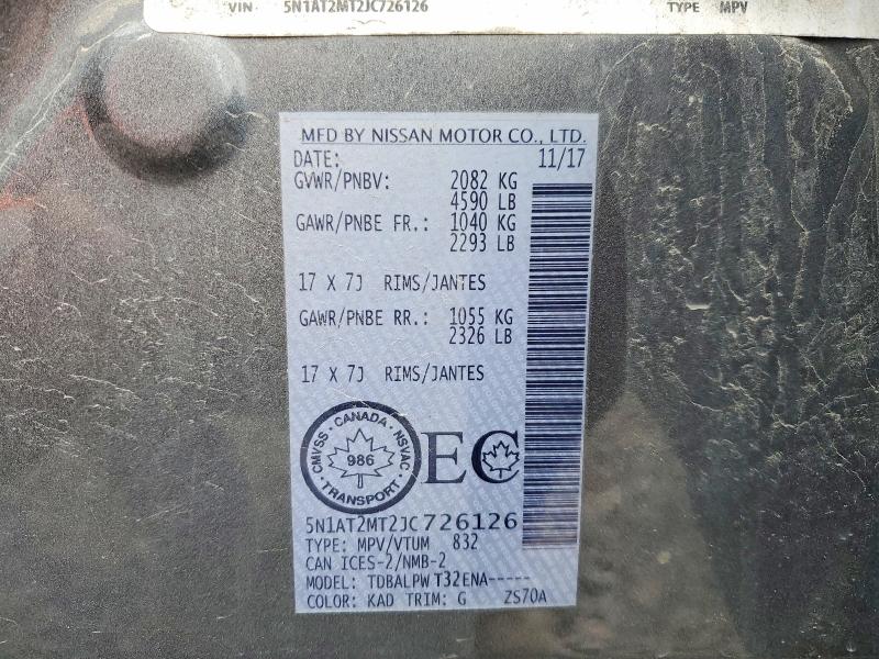 Aukcja sprzedaży 2018 Nissan Rogue, vin: 5N1AT2MT2JC726126, numer aukcji: 47246756