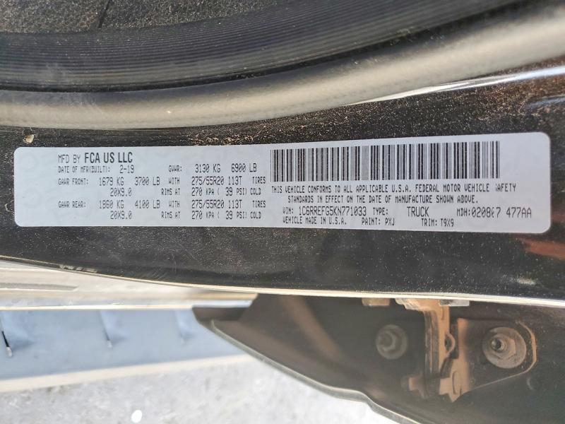 2019 Ram 1500 მანქანა იყიდება აუქციონზე, vin: 1C6RREFG5KN771033, აუქციონის ნომერი: 47419196