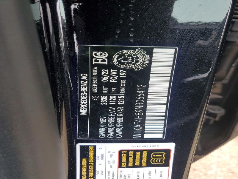 Aukcja sprzedaży 2022 Mercedes-benz C, vin: W1KAF4HB9NR066412, numer aukcji: 47765566