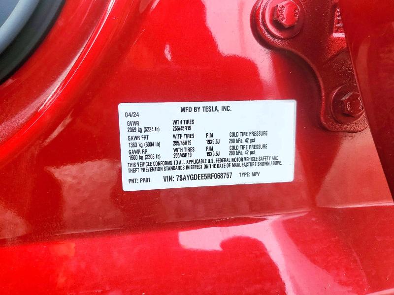 Продажа на аукционе авто 2024 Tesla Model Y, vin: 7SAYGDEE5RF068757, номер лота: 79642265