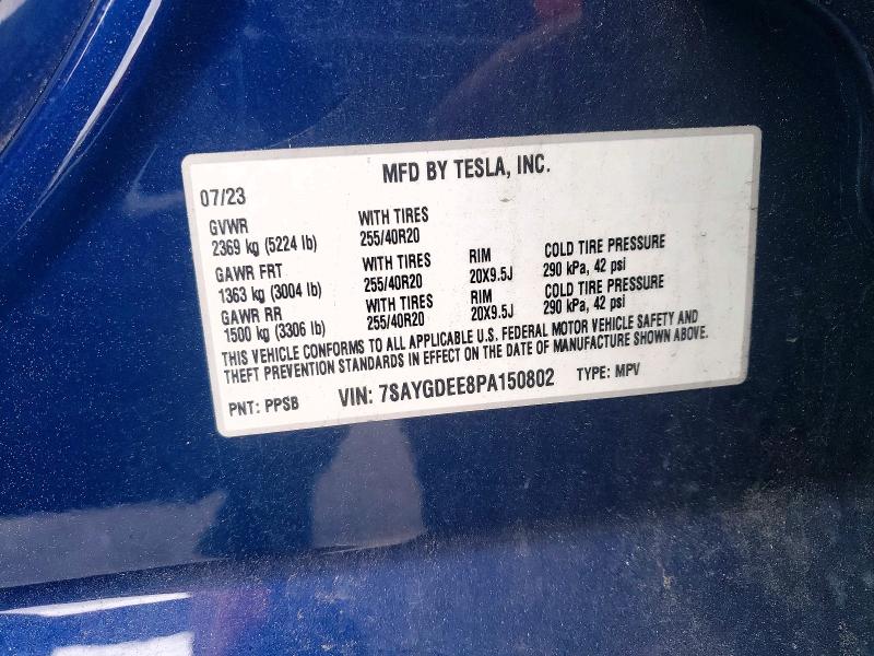 Aukcja sprzedaży 2023 Tesla Model Y, vin: 7SAYGDEE8PA150802, numer aukcji: 47203936