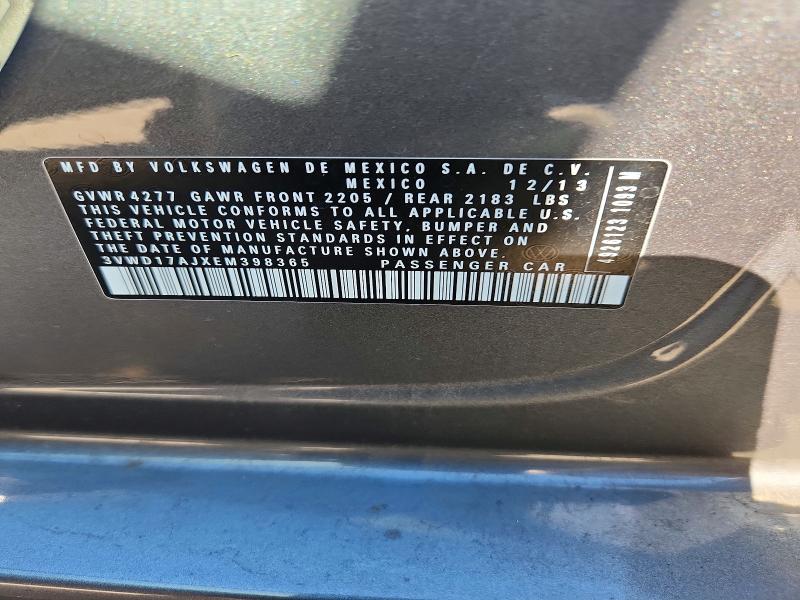 Aukcja sprzedaży 2014 Volkswagen Jetta, vin: 3VWD17AJXEM398365, numer aukcji: 47280246