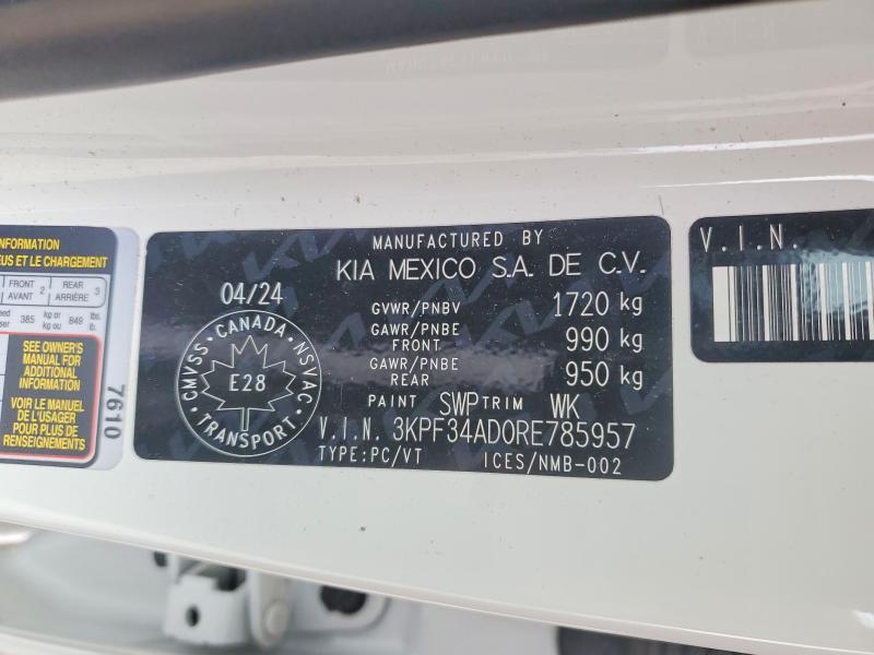 47196626 :رقم المزاد ، 3KPF34AD0RE785957 vin ، 2024 Kia Forte مزاد بيع