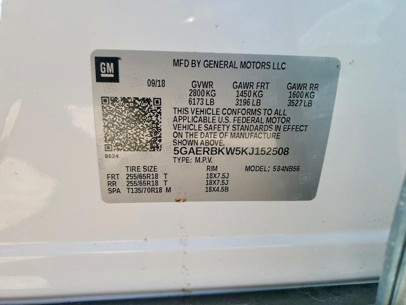 2019 Buick Enclave მანქანა იყიდება აუქციონზე, vin: 5GAERBKW5KJ152508, აუქციონის ნომერი: 45782466