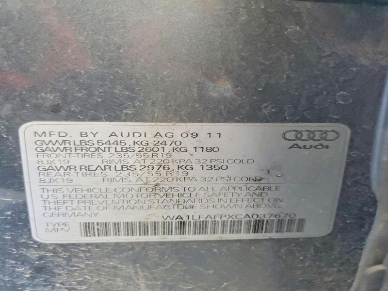 Продаж на аукціоні авто 2012 Audi Q5, vin: WA1LFAFPXCA037670, номер лоту: 79312075