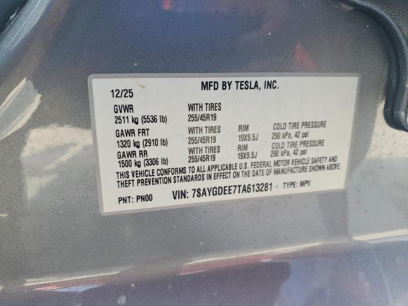 2026 Tesla Model Y მანქანა იყიდება აუქციონზე, vin: 7SAYGDEE7TA613281, აუქციონის ნომერი: 79747705