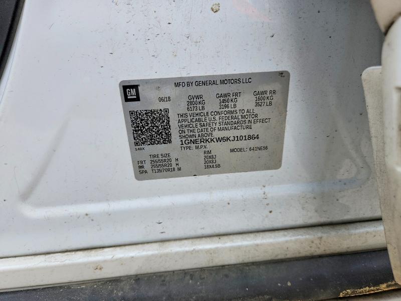 48016926 :رقم المزاد ، 1GNERKKW6KJ101864 vin ، 2019 Chevrolet Traverse مزاد بيع