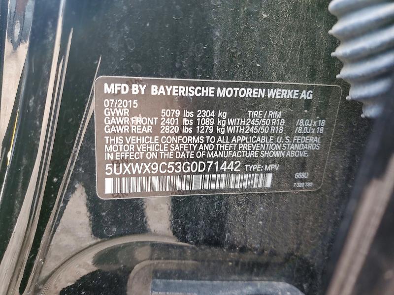 48014096 :رقم المزاد ، 5UXWX9C53G0D71442 vin ، 2016 Bmw X3 مزاد بيع