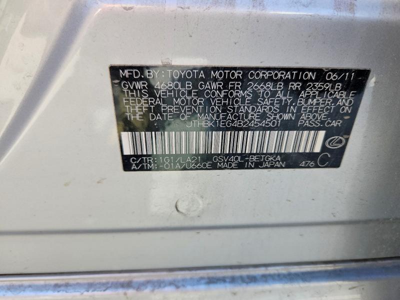 Aukcja sprzedaży 2011 Lexus Es 350, vin: JTHBK1EG4B2454501, numer aukcji: 47303756