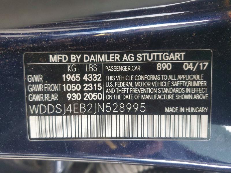 Aukcja sprzedaży 2018 Mercedes-benz Cla, vin: WDDSJ4EB2JN528995, numer aukcji: 45827876