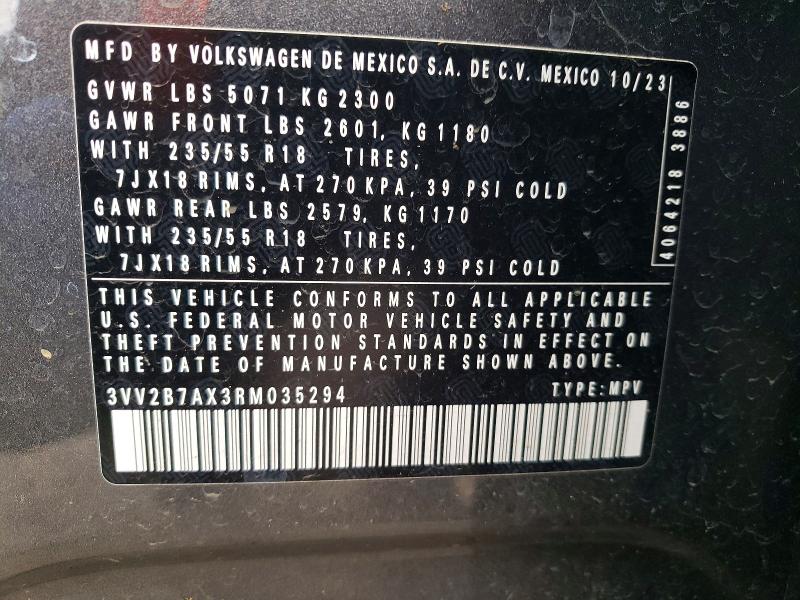Aukcja sprzedaży 2024 Volkswagen Tiguan, vin: 3VV2B7AX3RM035294, numer aukcji: 79933705